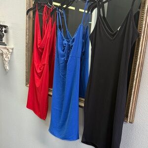 Red, Blue, and Black Dresses trio in sm med or large set of 3